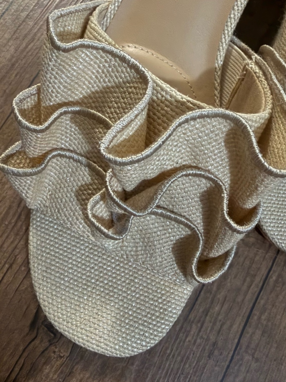 Chico's Cream Ruffle Slide Mules - Picture 9 of 9